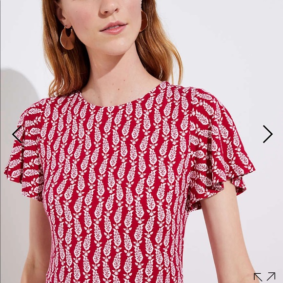 LOFT Paisley Red Flutter Dress - Picture 2 of 3